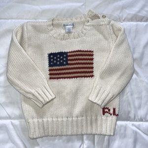 Ralph Lauren Ivory American Flag Sweater